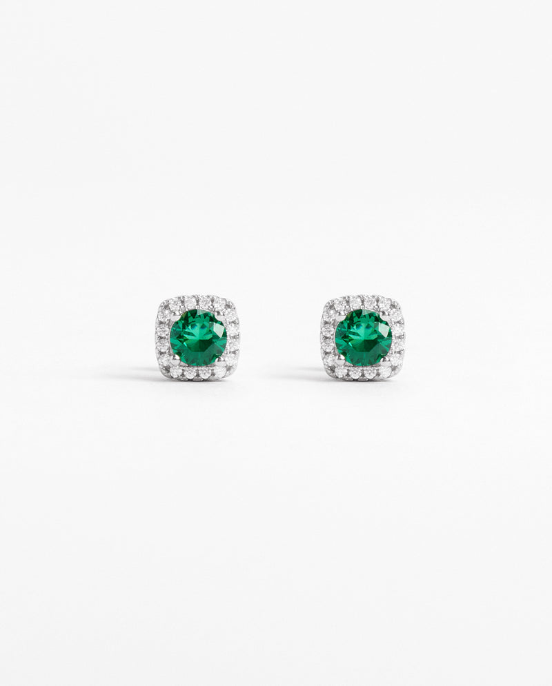 7mm Green Iced Cluster Stud Earrings