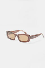 Chunky Narrow Square Acetate Frame Sunglasses - Brown