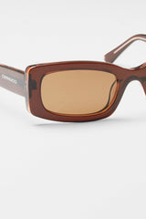 Chunky Narrow Square Acetate Frame Sunglasses - Brown