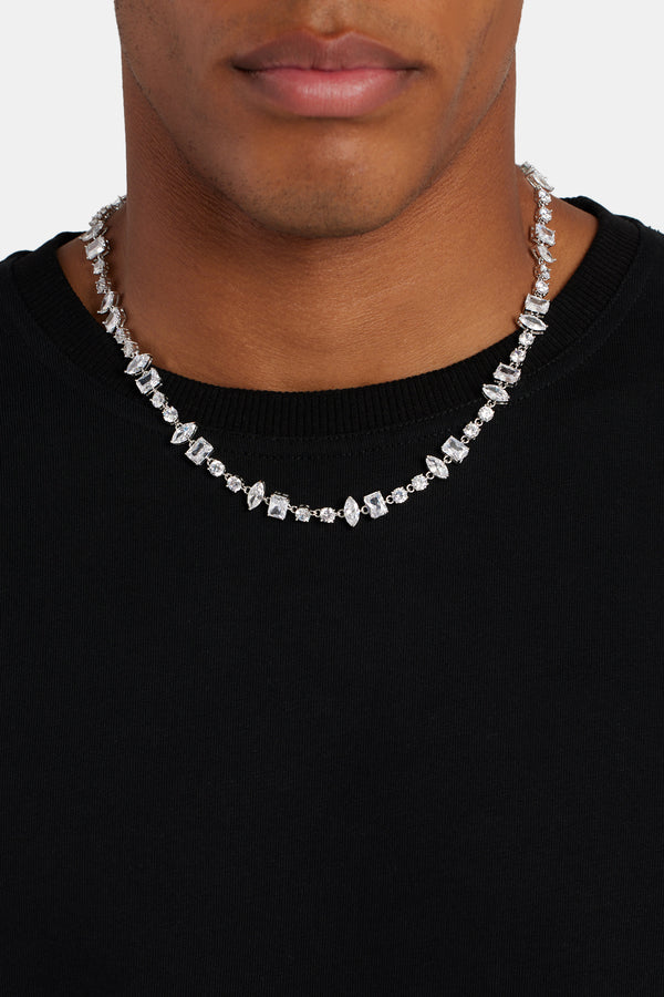 Iced CZ Clear Mixed Shape Tennis Chain