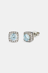 7mm Blue Iced Cluster Stud Earrings