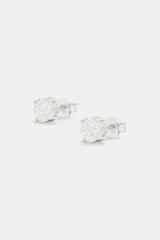 Iced CZ Circle Stud Earrings