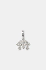 Micro Triple Cross Pendant & 3mm Tennis Chain - White