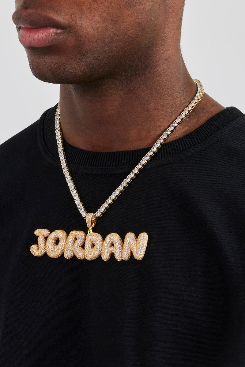 Iced Bubble Font Letter Pendant - 25mm - Gold