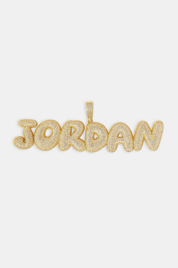 Iced Bubble Font Letter Pendant - 25mm - Gold