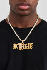 Iced Gothic Font Letter Pendant - 25mm - Gold