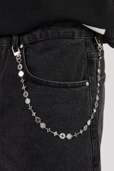 Denim Bermuda Jorts & 10mm Cernucci Motif Jean Chain - Washed Black