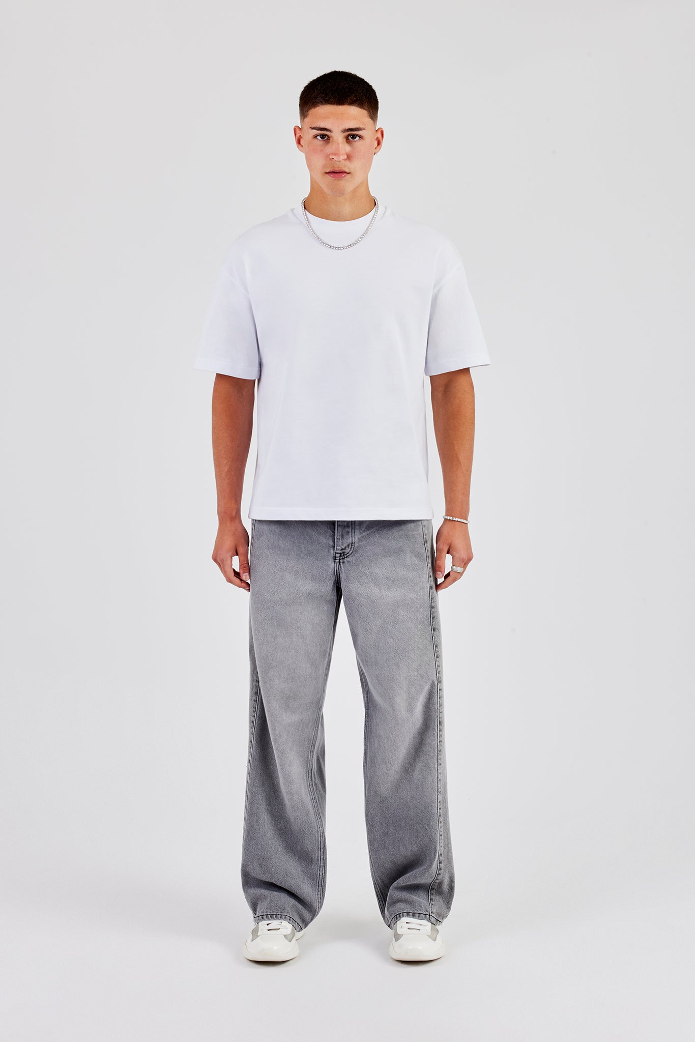 Panelled Baggy Jean - Washed Grey – Cernucci US