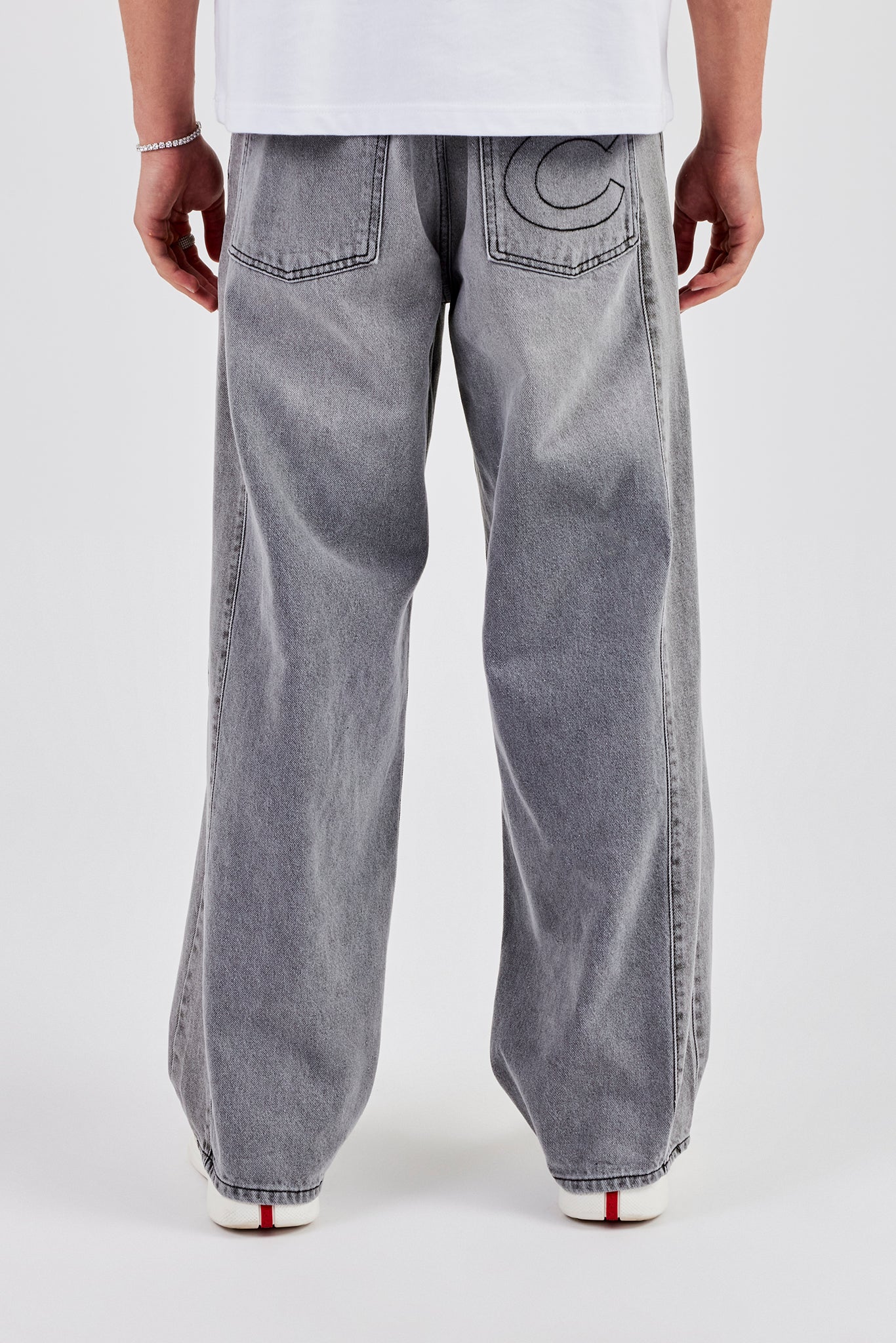 Panelled Baggy Jean - Washed Grey – Cernucci US