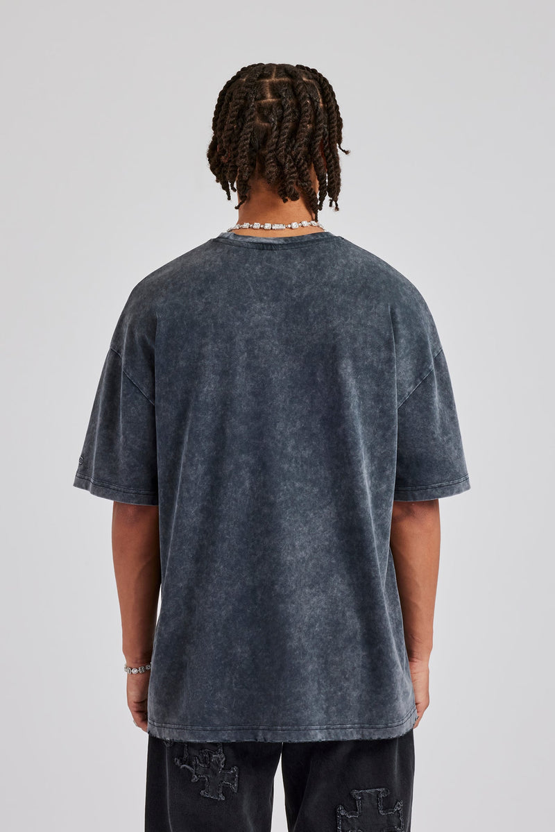 Acid Wash Cernucci Chrome Oversized T-Shirt