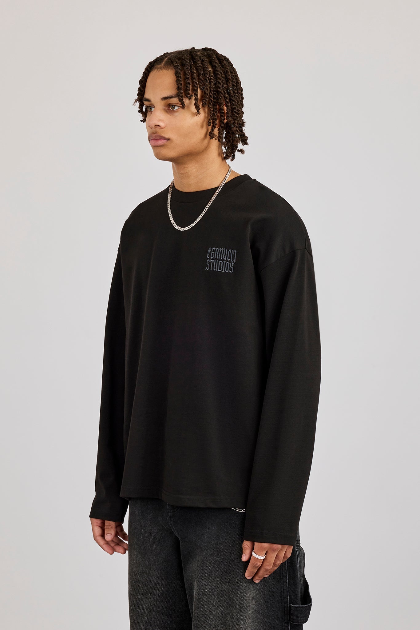 Cernucci Back Print Long Sleeve T-Shirt - Black