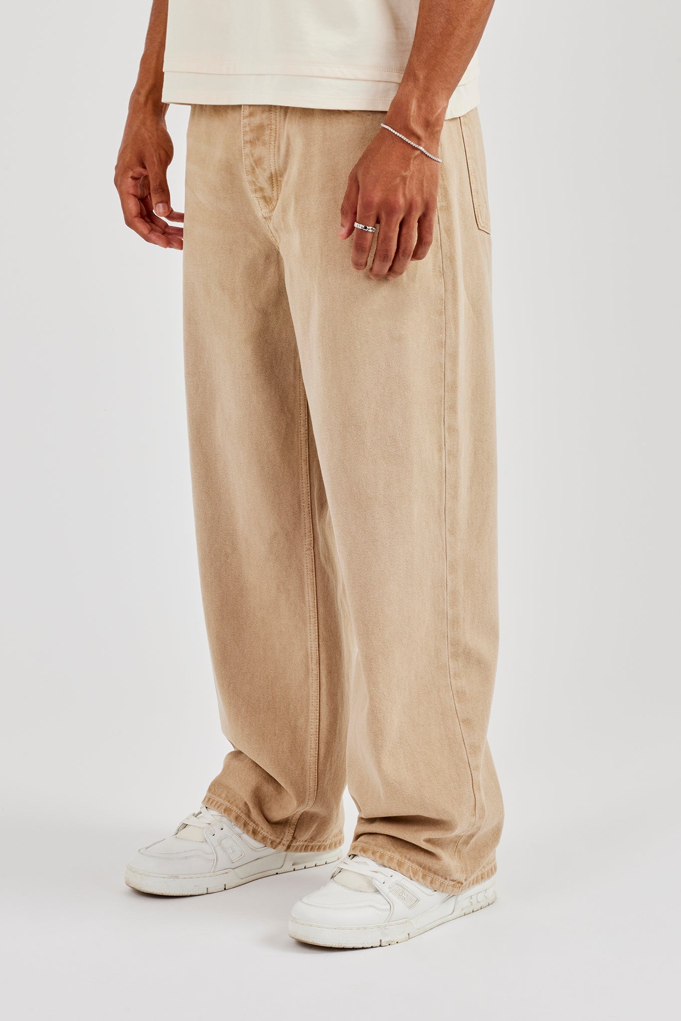 Baggy Fit Washed Stone Jeans