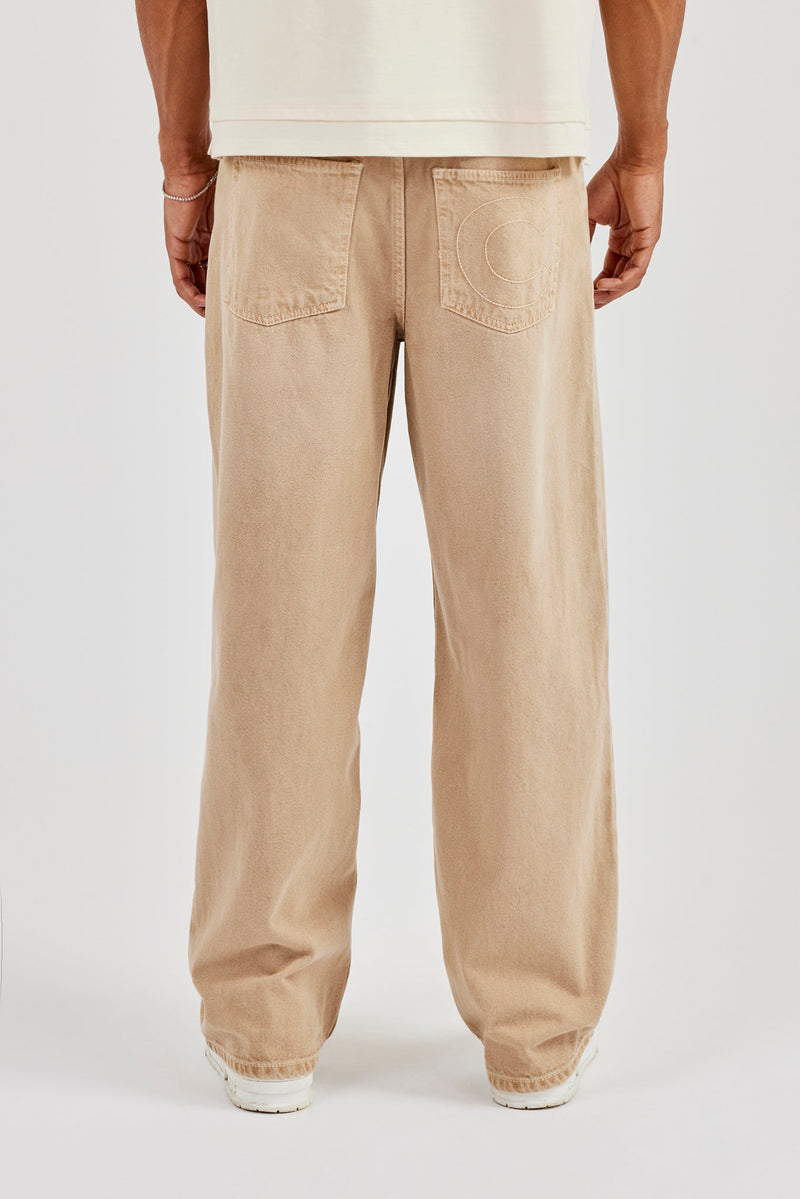 Baggy Fit Washed Stone Jeans