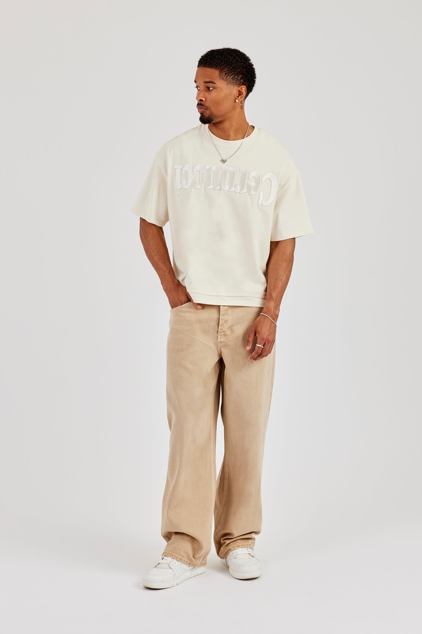 Baggy Fit Washed Stone Jeans