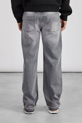 Relaxed Raw Hem Detail Jean - Washed Grey