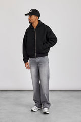 Relaxed Raw Hem Detail Jean - Washed Grey