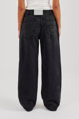 Low Rise Baggy Jean - Washed Black