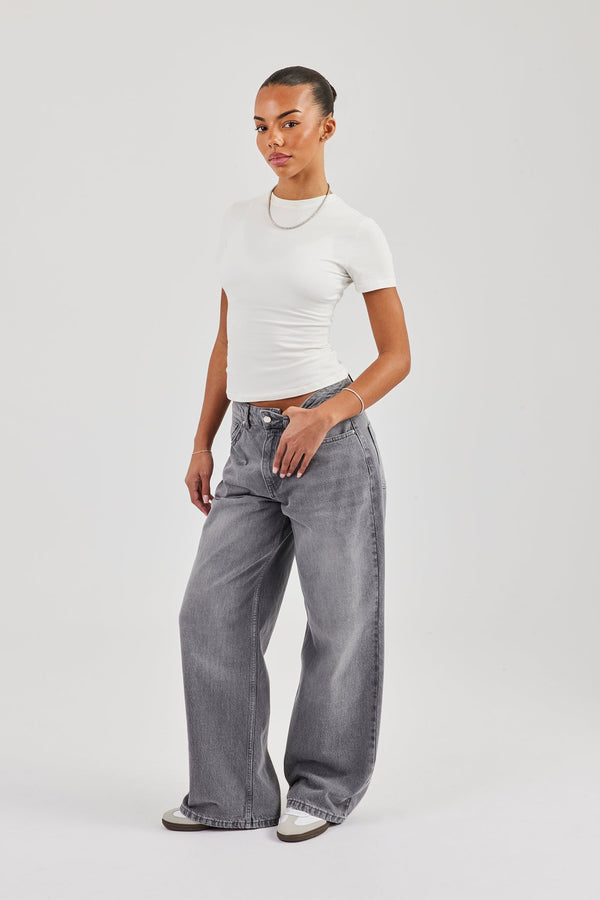 Low Rise Baggy Jean - Washed Grey