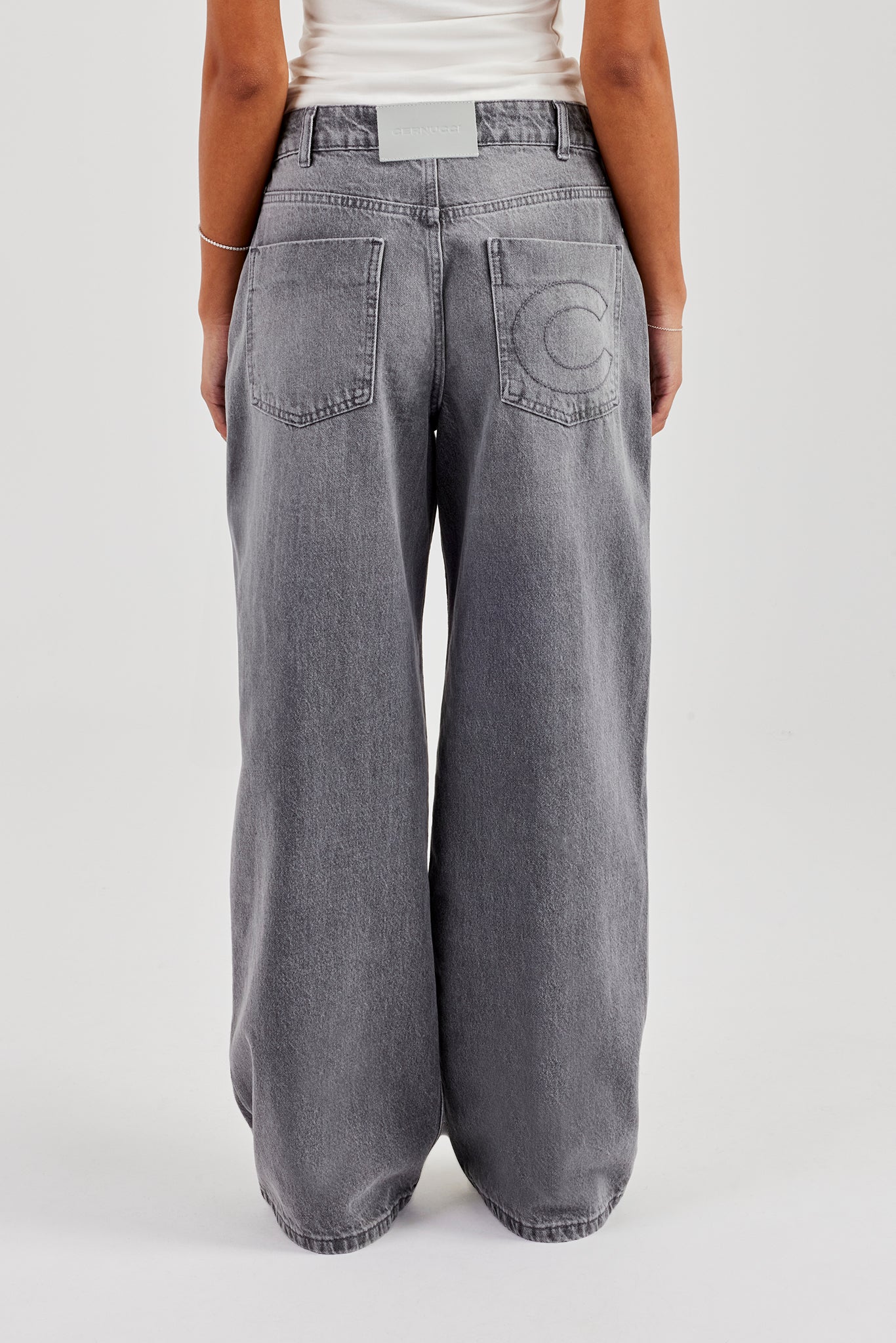 Low Rise Baggy Jean - Washed Grey