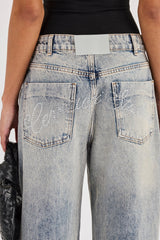 Cernucci Studios Rhinestone Baggy Jean - Antique Wash