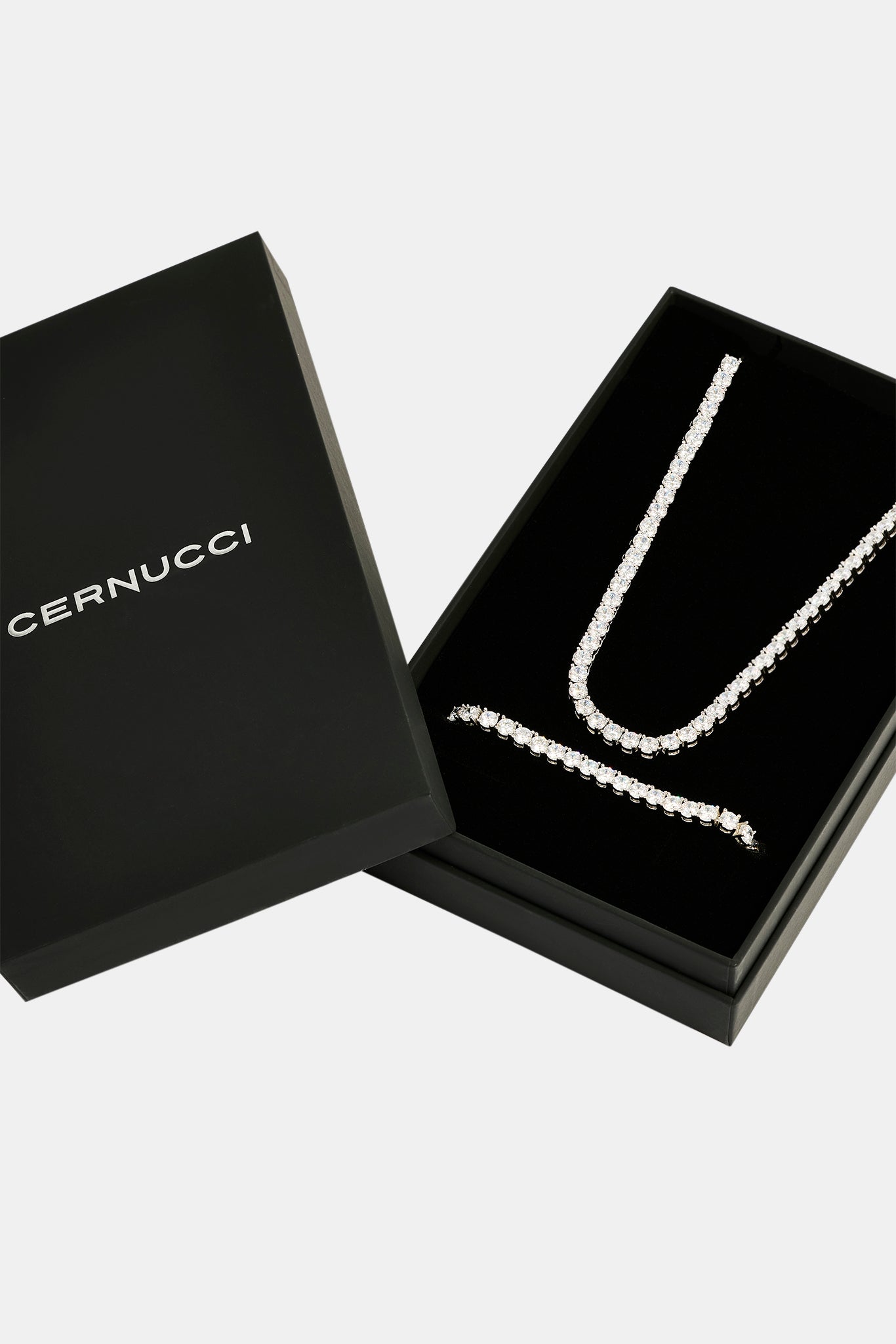 Womens Tennis Chain & Tennis Bracelet Set - 5mm - White