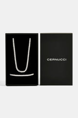 Womens Tennis Chain & Tennis Bracelet Set - 5mm - White