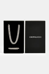Iced Cuban Chain & Bracelet Set - 8mm - White