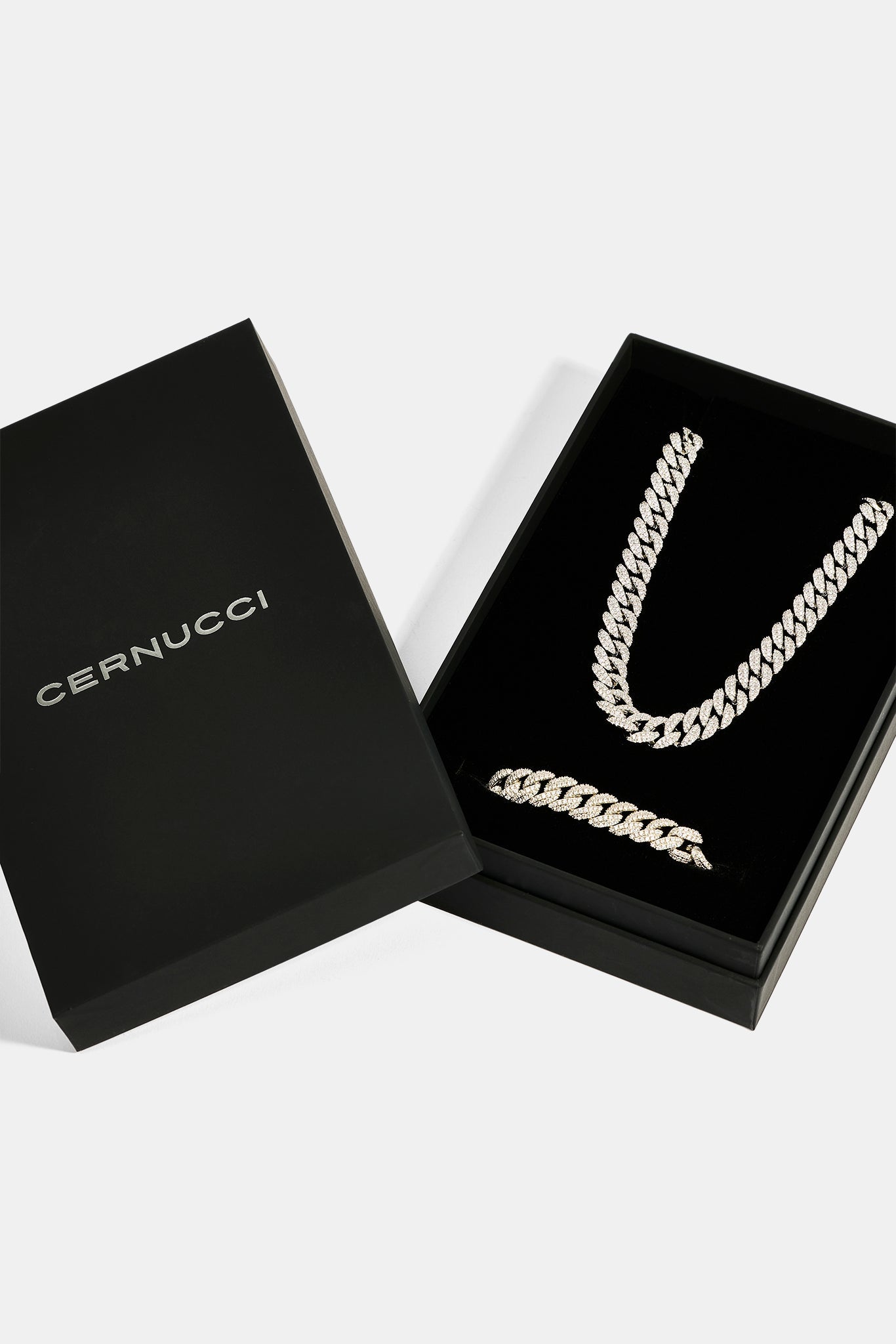 Iced Cuban Chain & Bracelet Set - 8mm - White