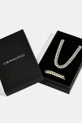 Iced Cuban Chain & Bracelet Set - 8mm - White