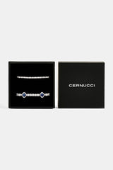 3mm Tennis Bracelet & 5mm Blue Motif Tennis Bracelet Set - White
