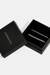 5mm Miami Cuban Bracelet & 3mm Rope Bracelet Set - White