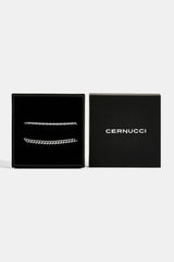 5mm Miami Cuban Bracelet & 3mm Rope Bracelet Set - White