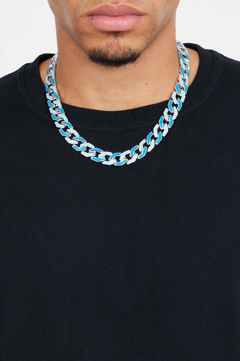 Mixed Blue Enamel And Polished Cuban Chain – Cernucci US