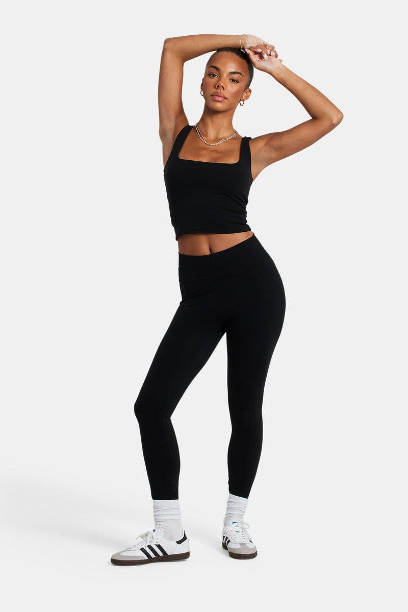 Deep Waistband Legging - Black