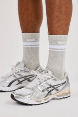 Double Stripe Logo Embroidered Socks - Grey
