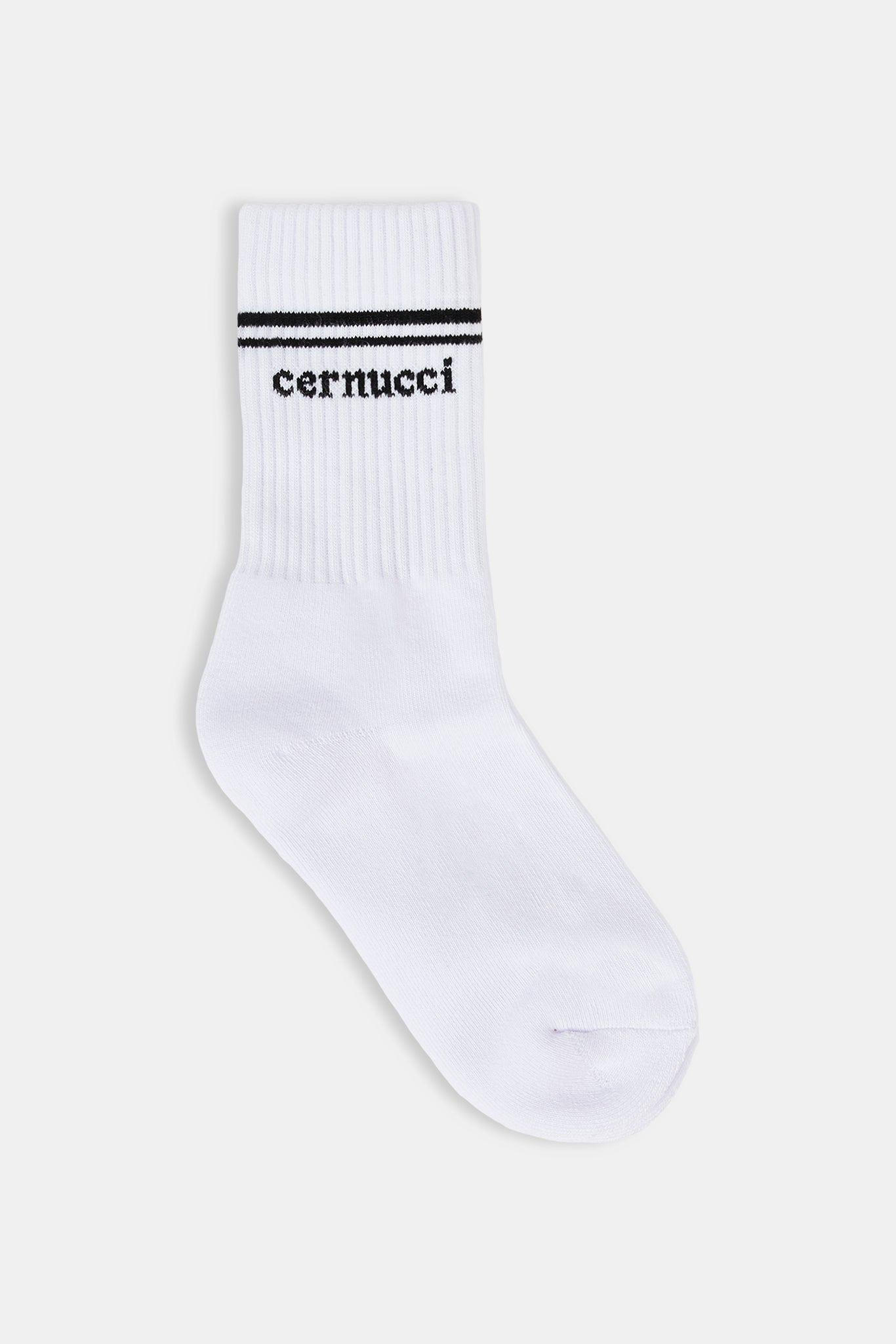 Black Stripe Varsity Socks - White