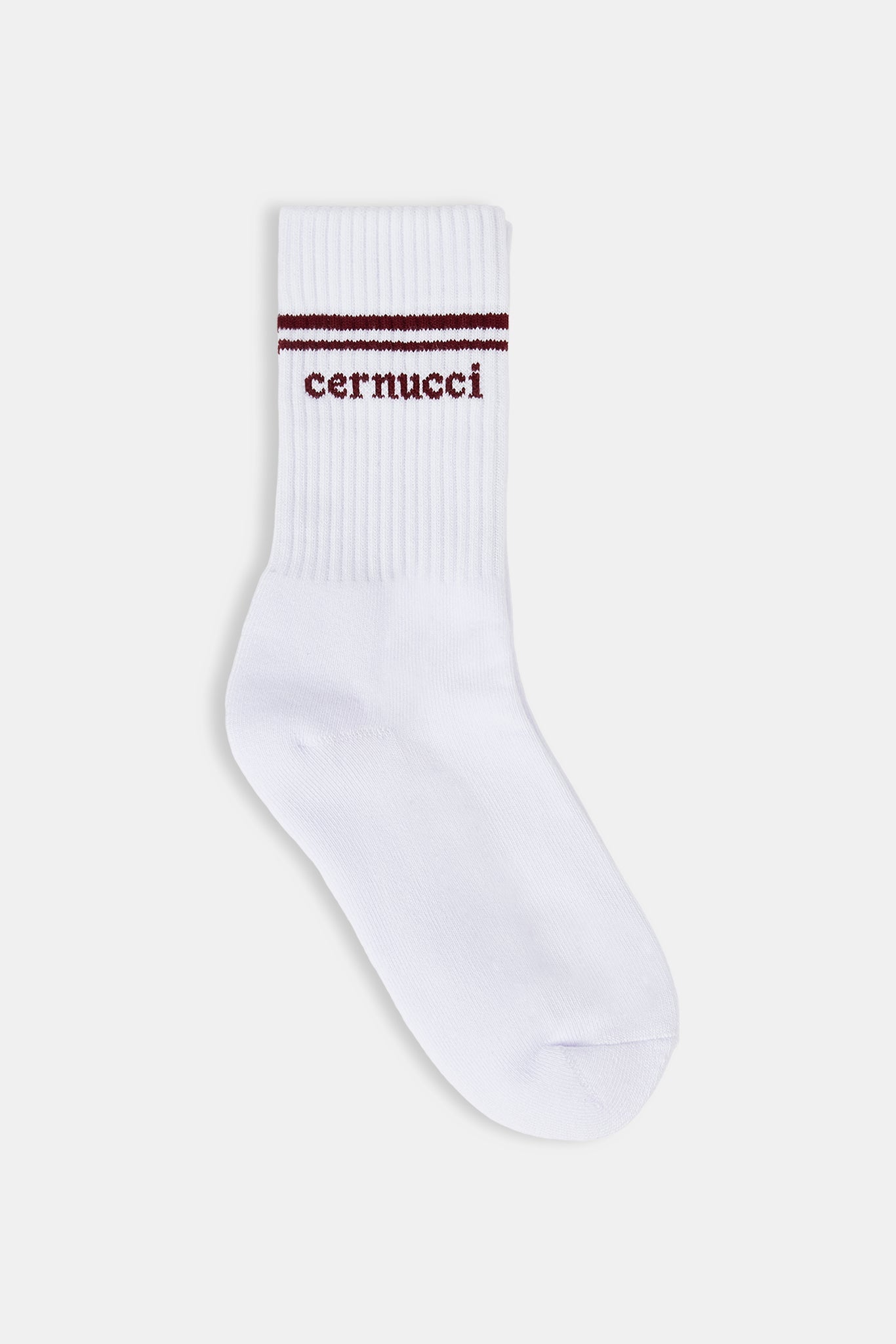 Burgundy Stripe Varsity Socks - White