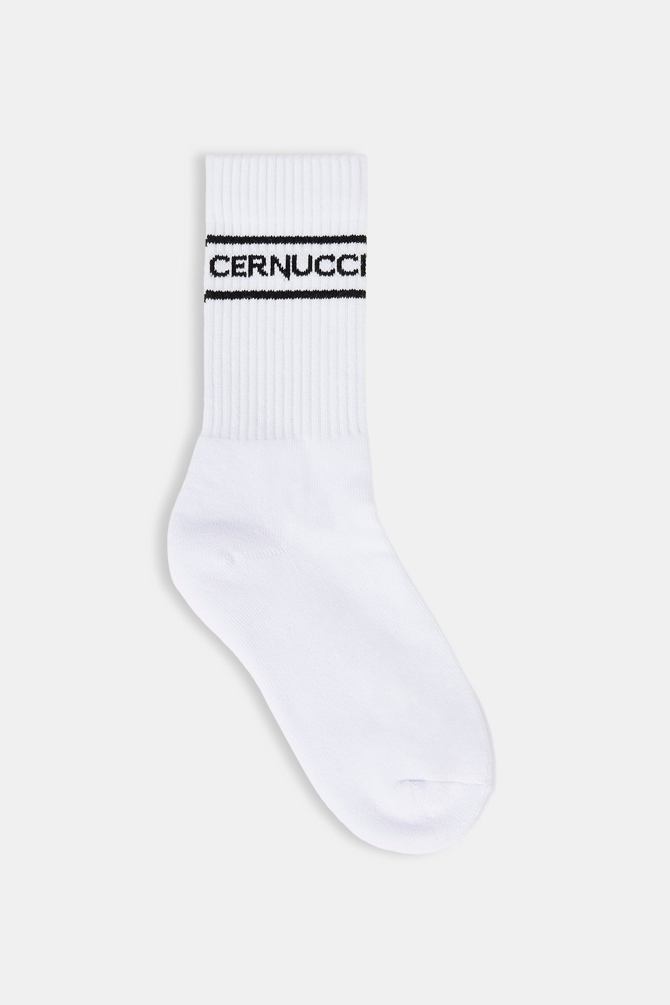 Black Logo Stripe Socks - White