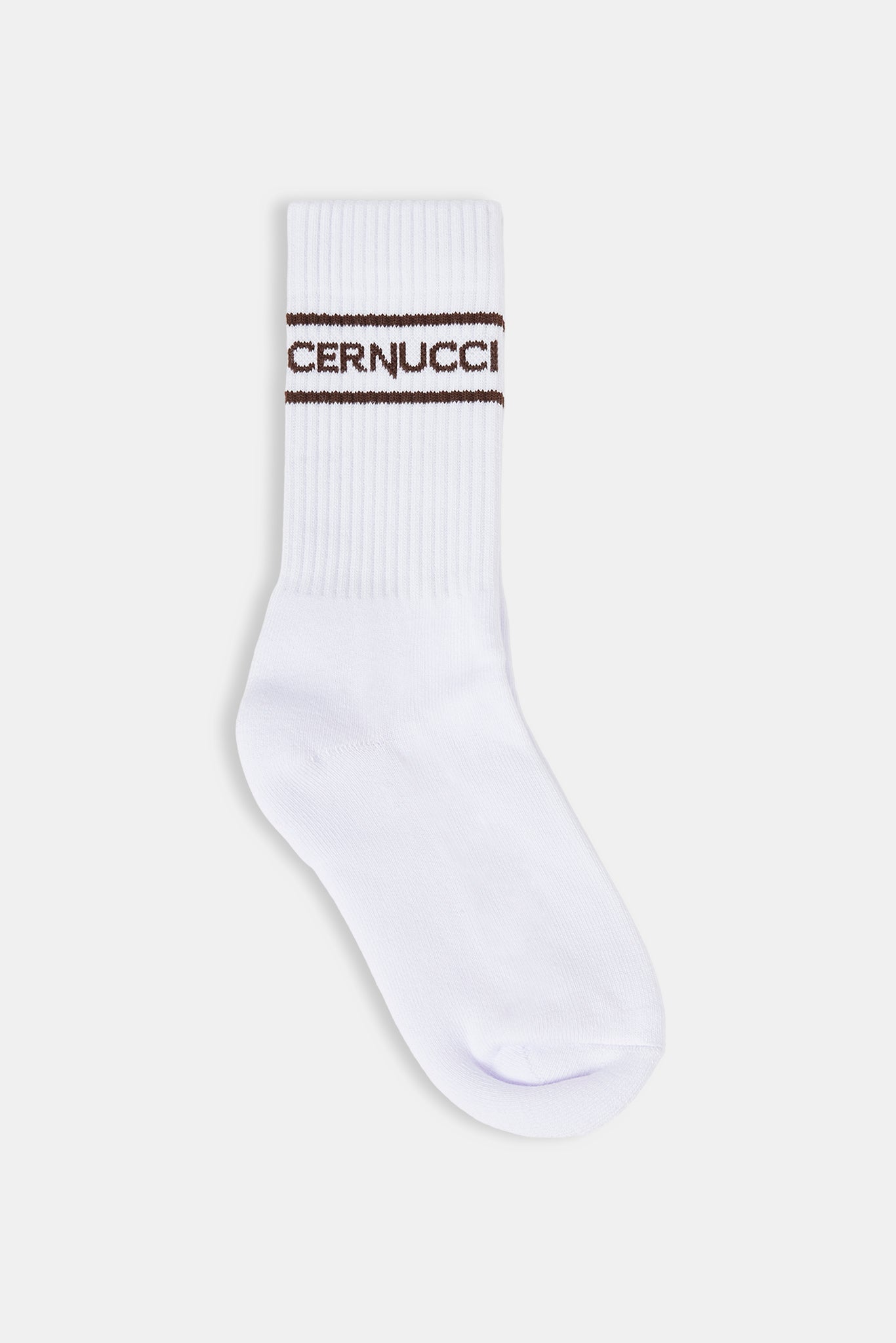 Coffee Logo Stripe Socks - White