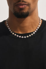 Multi Motif Cross Stone Chain - 8mm - White