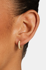 Womens Iced Hoop Earrings - Gold