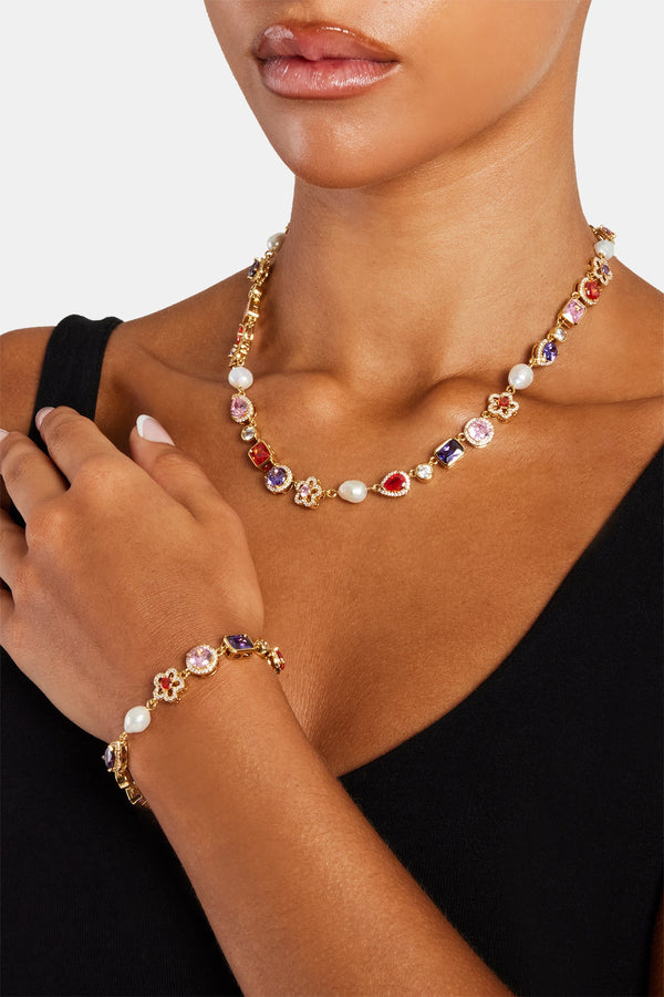 Freshwater Pearl & Multi Gemstone Chain & Bracelet