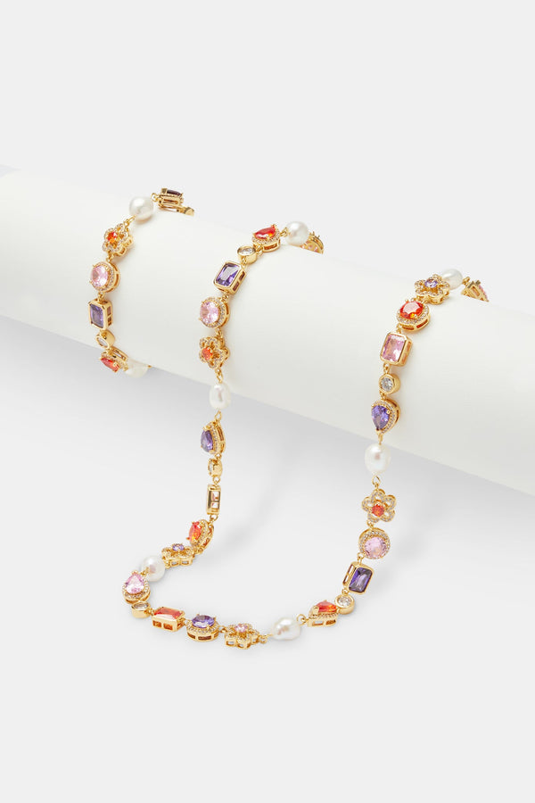 Freshwater Pearl & Multi Gemstone Chain & Bracelet