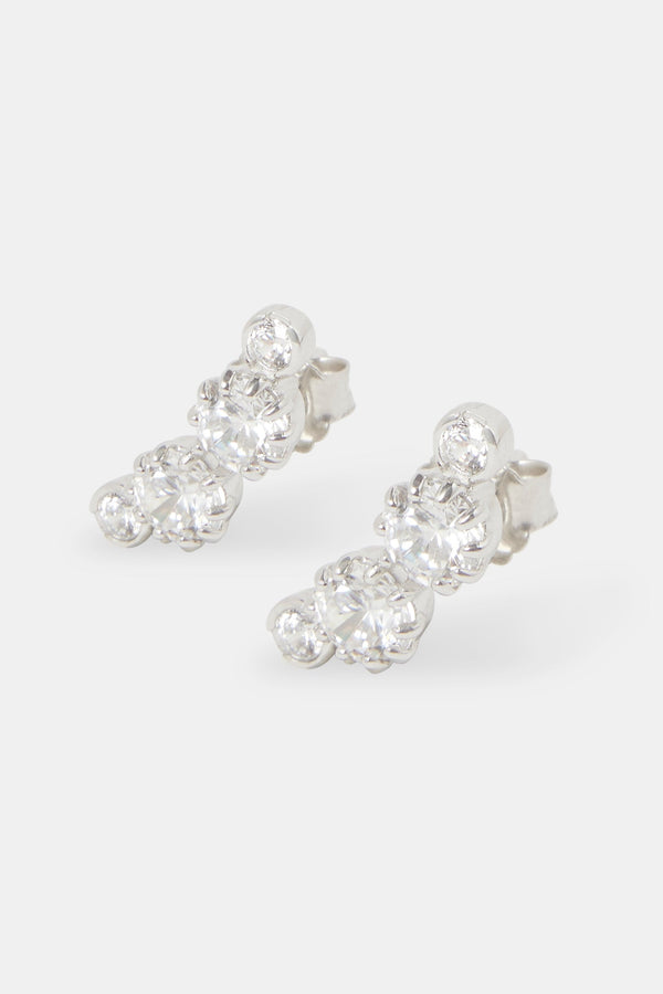 925 Multi CZ Stud Earrings - White