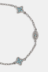 Blue CZ Baguette Motif Rolo Bracelet -  8mm
