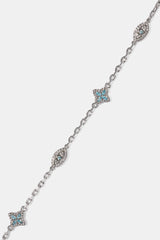 Blue CZ Baguette Motif Rolo Bracelet -  8mm