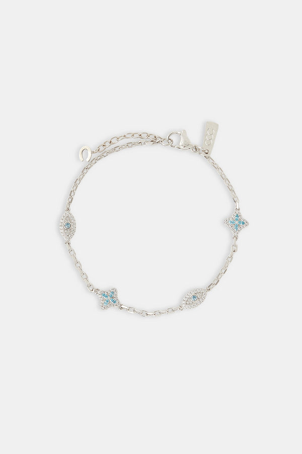 Blue CZ Baguette Motif Rolo Bracelet -  8mm