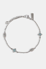 Blue CZ Baguette Motif Rolo Bracelet -  8mm