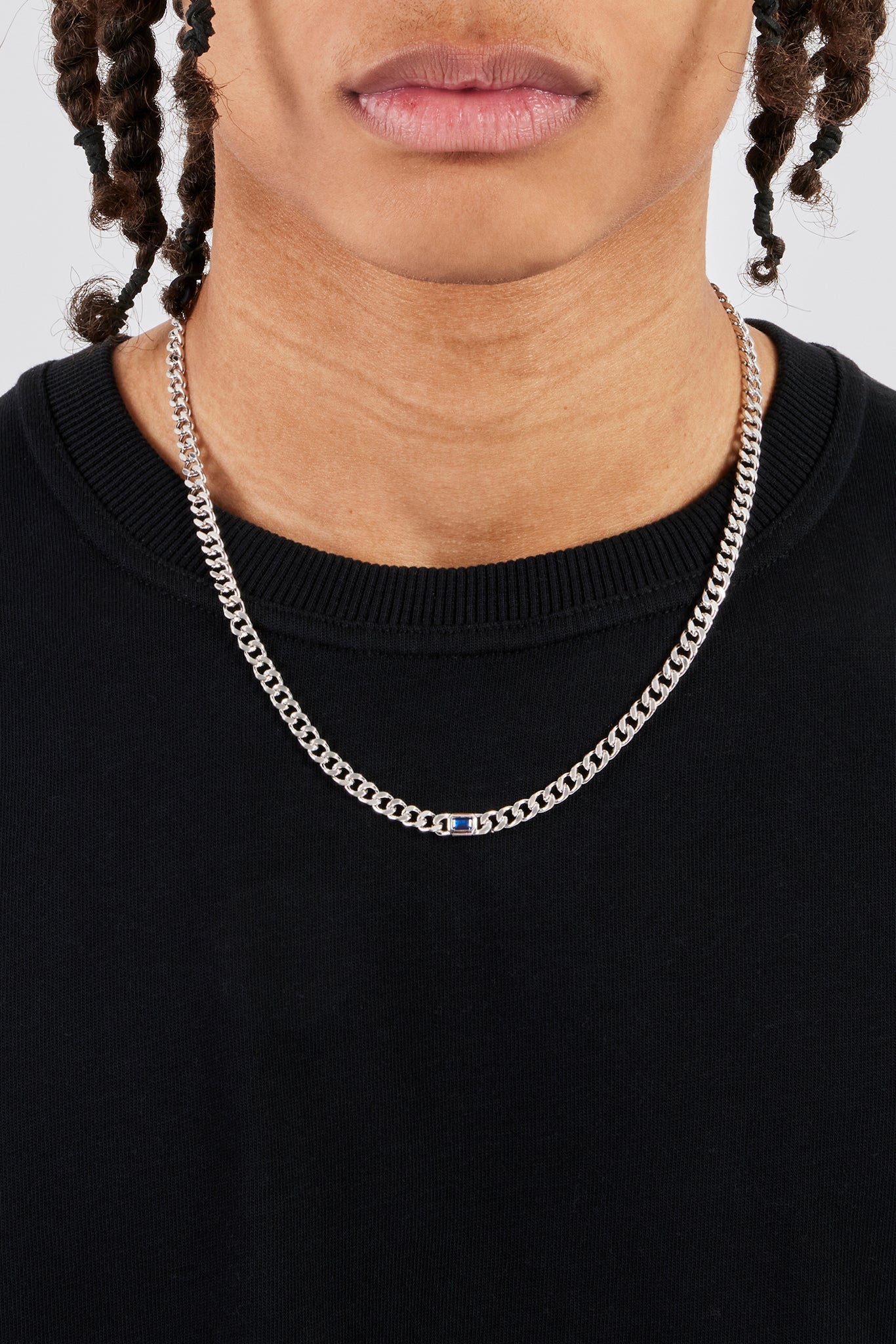 Iced Blue Gemstone Cuban Chain - 3mm