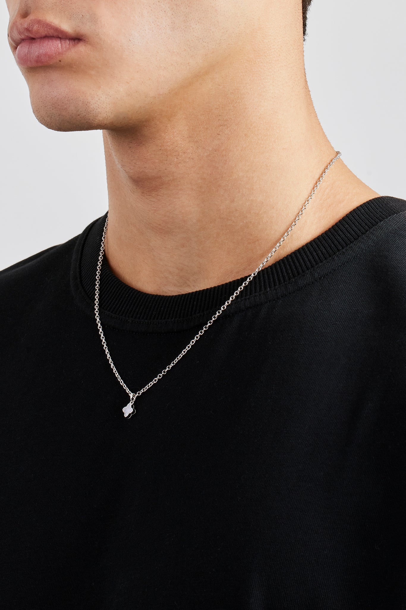 Blue Agate Motif Pendant Necklace - 8mm